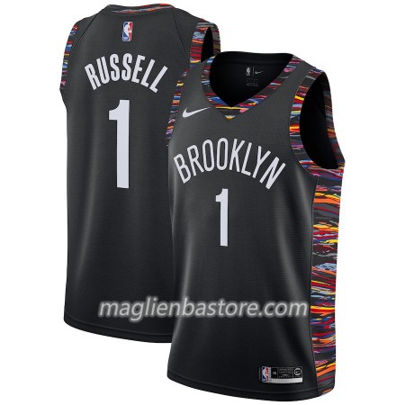 Maglia NBA Brooklyn Nets D'Angelo Russell 1 2018-19 Nike City Edition Nero Swingman - Uomo